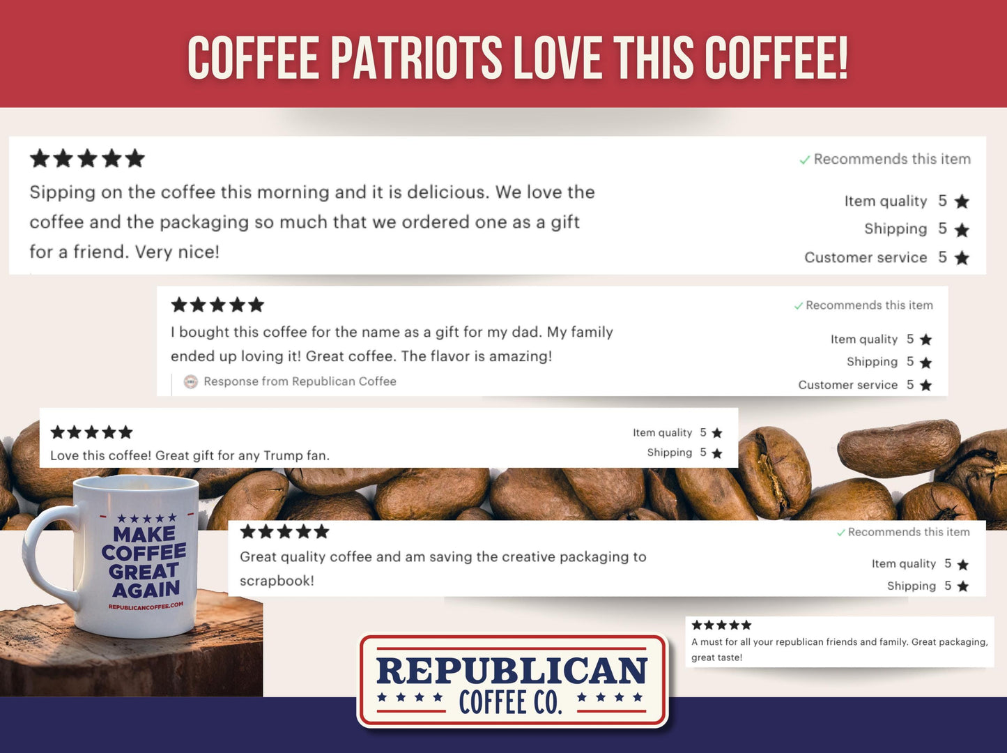 Let Freedom Ring- Medium Roast Coffee | Patriotic American Coffee Blend | Bold & Smooth Gourmet Coffee | Fresh Roasted with American Pride, Memorial Day, Mothers Day
