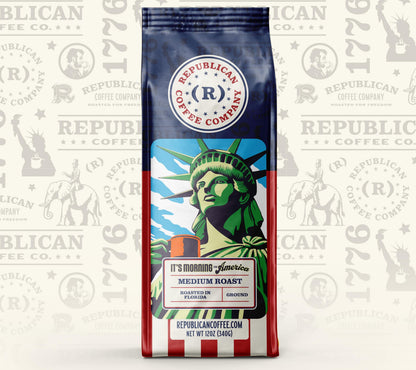 It’s Morning in America Coffee – Bold Patriotic Roast | Republican Gift Idea, Memorial Day, Mothers Day