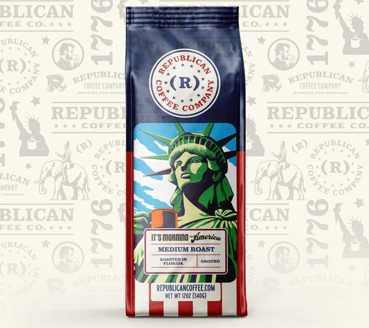 It’s Morning in America Coffee – Bold Patriotic Roast | Republican Gift Idea, Memorial Day, Mothers Day