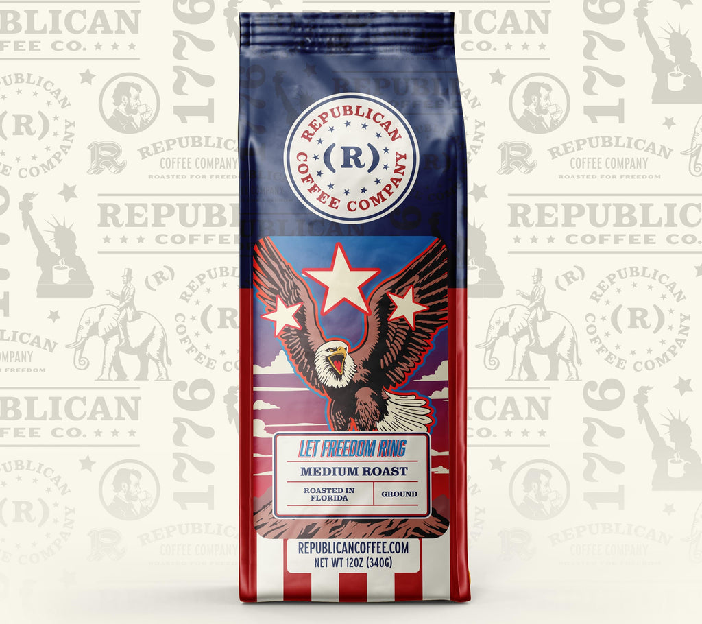 Let Freedom Ring- Medium Roast Coffee | Patriotic American Coffee Blend | Bold & Smooth Gourmet Coffee | Fresh Roasted with American Pride